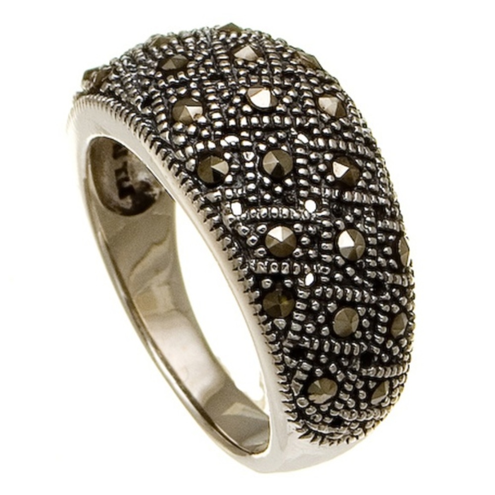 New Sterling Silver Genuine Marcasite Cluster Ring
